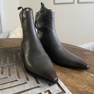 Sleek Dark Gray Ankle Boots